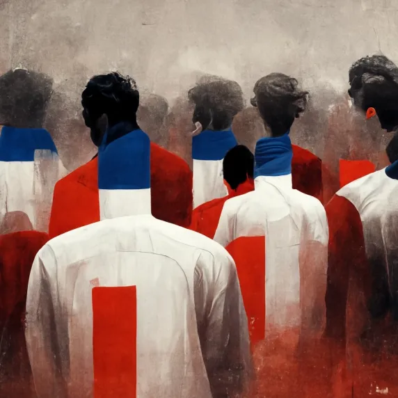картина с футболистами в экипировке расцветки Франции